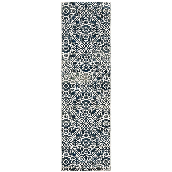 Oriental Weavers Bowen Indoor Area Rug - Luxurious High/Low Texture In Elegant Navy And Soft Neutrals For Your Home Navy,Ivory Polypropylene B5506e068230st