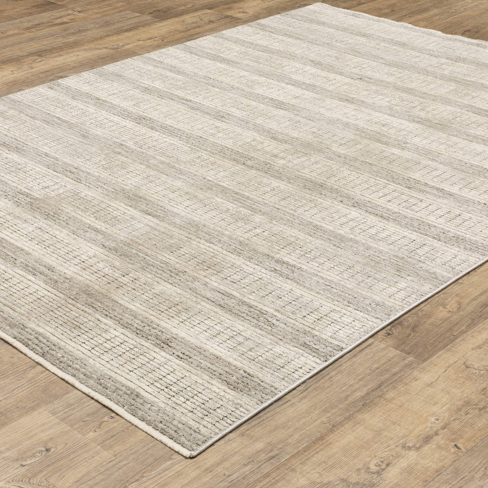 Oriental Weavers Branigan Polyester High Low Pile Stripe Area Rug with Neutral Tones for Modern Living Rooms 2'3" x 3' BBRG03068091ST