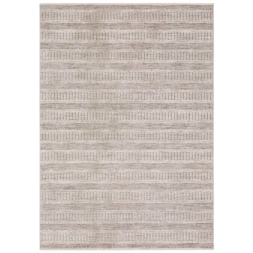 Oriental Weavers Branigan Polyester High Low Pile Stripe Area Rug with Neutral Tones for Modern Living Rooms 2'3" x 3' BBRG03068091ST