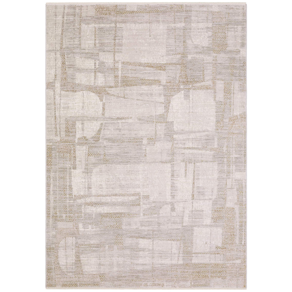 Oriental Weavers Branigan Geometric Polyester Area Rug with Gold Accents and High Low Pile for Modern Interiors 9'10" x 12'10" BBRG04300391ST