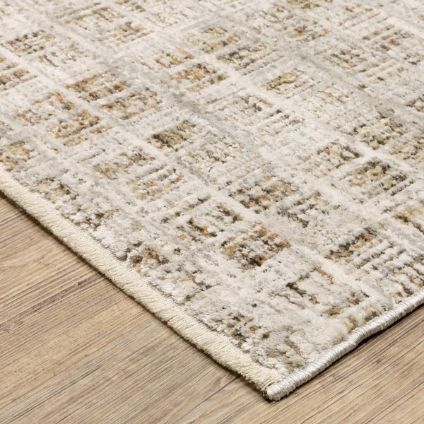 Oriental Weavers Branigan Geometric Block Grid Runner Rug Soft Polyester High Low Pile Neutral Tones BBRG07076230ST