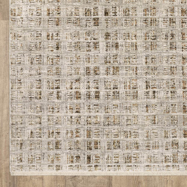 Oriental Weavers Branigan Geometric Block Grid Polyester Rug with High Low Pile for Modern Living Spaces 9'10" x 12'10" BBRG07300391ST