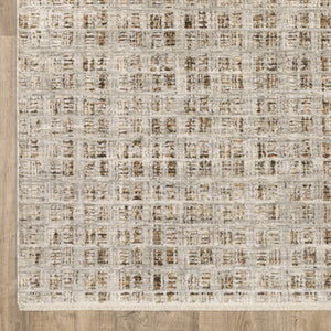 Oriental Weavers Branigan Geometric Block Grid Runner Rug Soft Polyester High Low Pile Neutral Tones BBRG07076230ST