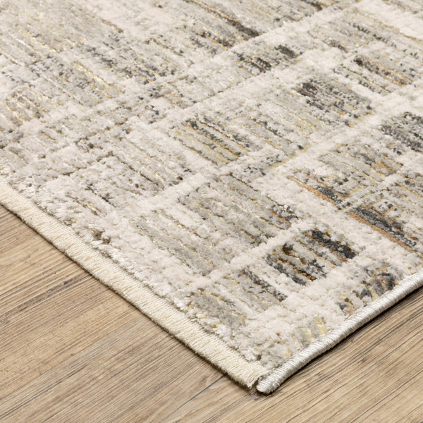 Oriental Weavers Branigan Geometric High Low Pile Polyester Area Rug in Neutral Tones for Modern Living Spaces 3' x 5' BBRG08091152ST