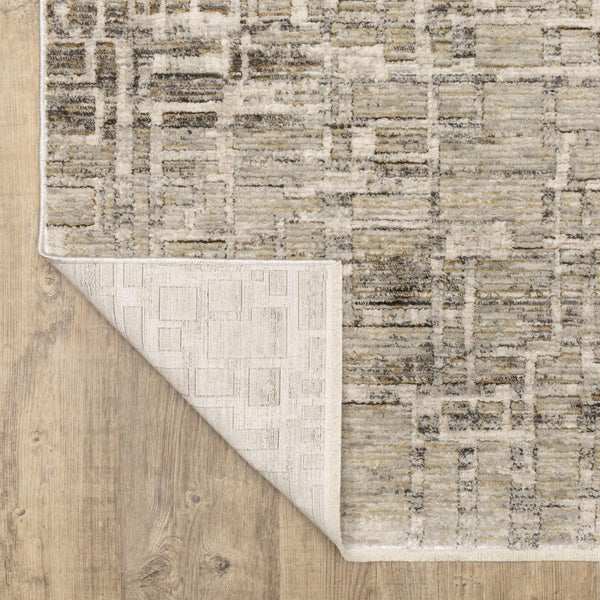 Oriental Weavers Branigan Geometric High Low Polyester Runner Rug Neutral Ivory Grey Modern Decor BBRG08076230ST
