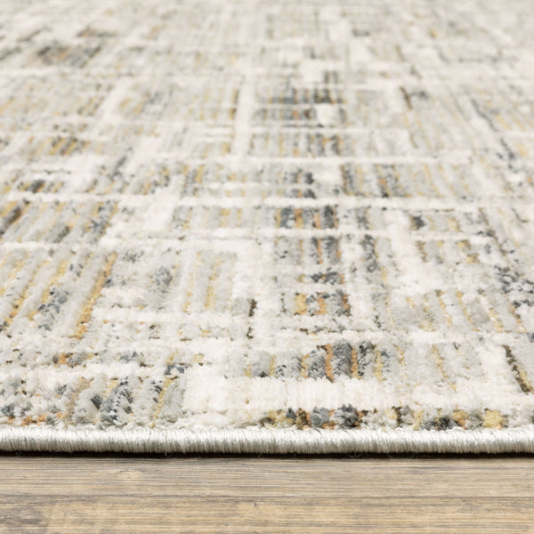 Oriental Weavers Branigan Geometric High Low Polyester Runner Rug Neutral Ivory Grey Modern Decor BBRG08076230ST