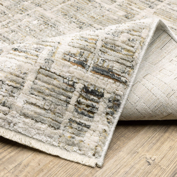 Oriental Weavers Branigan Geometric High Low Polyester Runner Rug Neutral Ivory Grey Modern Decor BBRG08076230ST