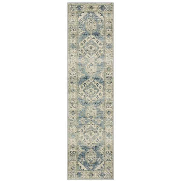 Oriental Weavers Branson Indoor Area Rug - Power-loomed Textured Polypropylene In Modern Persian Design And Colors Blue,Grey Polypropylene Bbr03a058220st
