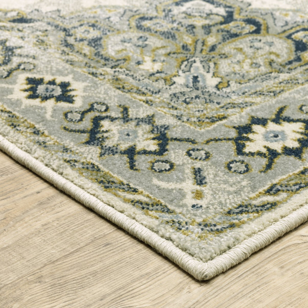 Oriental Weavers Branson Indoor Area Rug In Tri-colored Textured Polypropylene - Stylish Soft Modern Design Ivory,Blue Polypropylene Bbr04b058220st