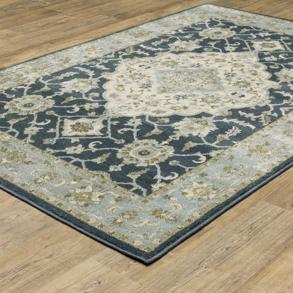 Oriental Weavers Branson Indoor Area Rug - Power-loomed Textured Design In Rich Colors For Modern And Classic Spaces Teal Blue,Ivory Polypropylene Bbr05a160220st
