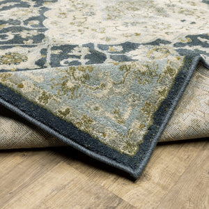 Oriental Weavers Branson Indoor Area Rug - Power-loomed Textured Design In Rich Colors For Modern And Classic Spaces Teal Blue,Ivory Polypropylene Bbr05a160220st