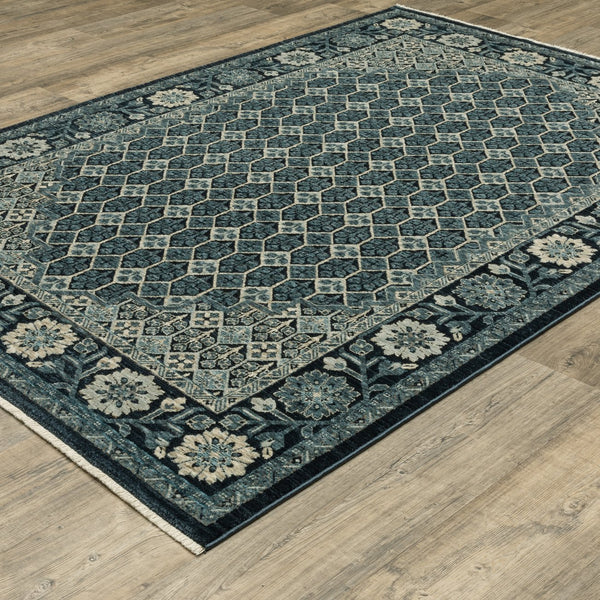 Oriental Weavers Capella High-density Indoor Area Rug - Soft Space-dyed Polyester With Modern Geometric Design Deep Blue,Ivory Polyester Ccap03240340st