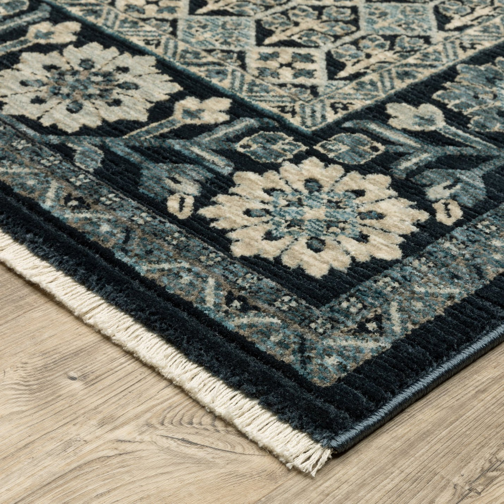 Oriental Weavers Capella High-density Indoor Area Rug - Soft Space-dyed Polyester With Modern Geometric Design Deep Blue,Ivory Polyester Ccap03240340st