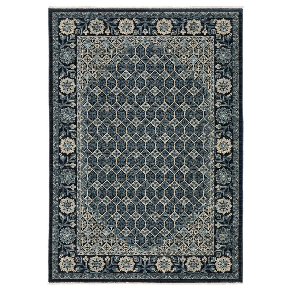 Oriental Weavers Capella High-density Indoor Area Rug - Soft Space-dyed Polyester With Modern Geometric Design Deep Blue,Ivory Polyester Ccap03240340st