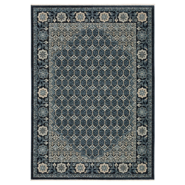 Oriental Weavers Capella High-density Indoor Area Rug - Soft Space-dyed Polyester With Modern Geometric Design Deep Blue,Ivory Polyester Ccap03240340st