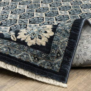 Oriental Weavers Capella High-density Indoor Area Rug - Soft Space-dyed Polyester With Modern Geometric Design Deep Blue,Ivory Polyester Ccap03240340st