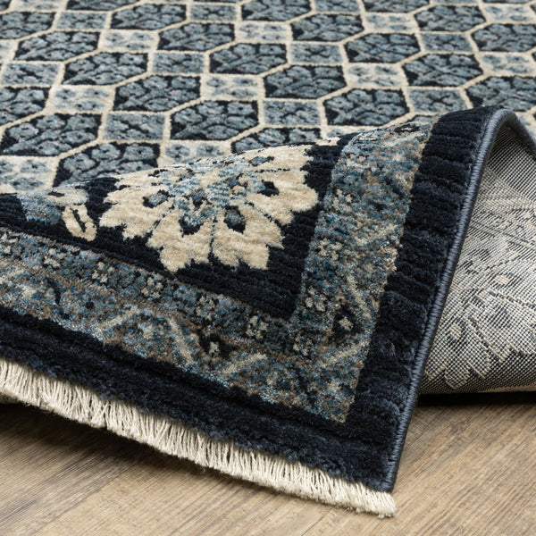 Oriental Weavers Capella High-density Indoor Area Rug - Soft Space-dyed Polyester With Modern Geometric Design Deep Blue,Ivory Polyester Ccap03240340st