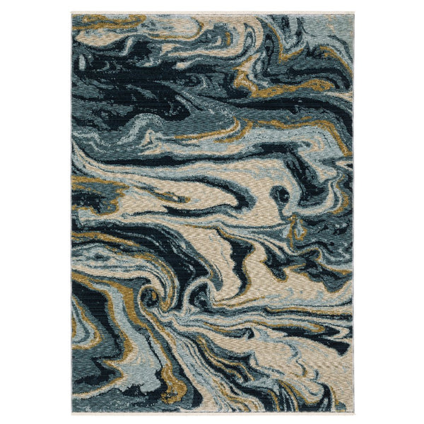 Oriental Weavers Capella Indoor Area Rug - Luxurious Soft Polyester, Multi-level Textures For Modern & Traditional Spaces Navy Blue,Teal Polyester Ccap10200296st