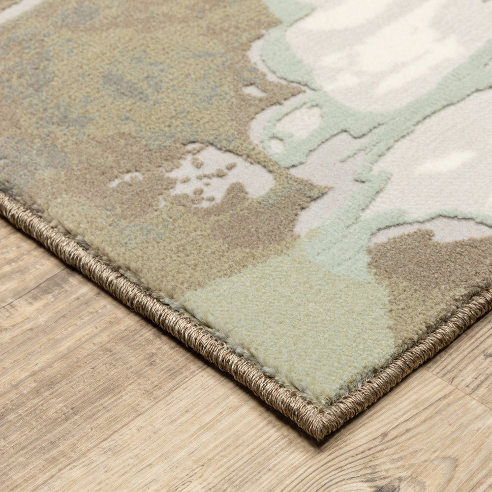Oriental Weavers Capistrano Indoor Area Rug - Power Loomed Soft Polypropylene & Polyester For Modern Elegance Ivory,Green Polypropylene C539c1068230st