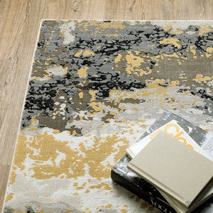 Oriental Weavers Caravan Luxurious Soft Indoor Area Rug – Textured Warm Copper & Deep Indigo Design For Your Home Grey,Gold Polyester C2061x100153st