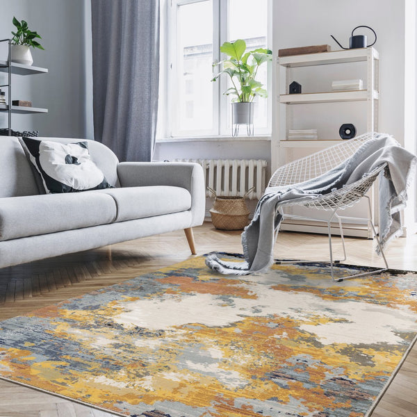 Oriental Weavers Caravan Luxuriously Soft Indoor Area Rug With Nature-inspired Patterns For Modern Spaces Yellow,Blue Polyester C530v8100153st