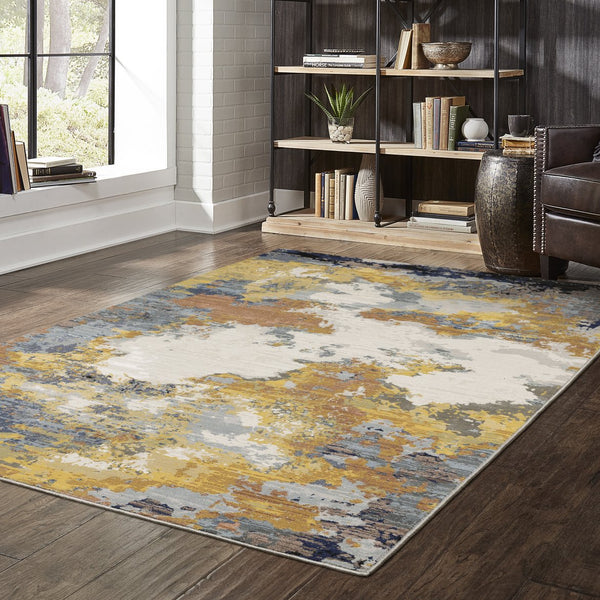 Oriental Weavers Caravan Luxuriously Soft Indoor Area Rug With Nature-inspired Patterns For Modern Spaces Yellow,Blue Polyester C530v8100153st
