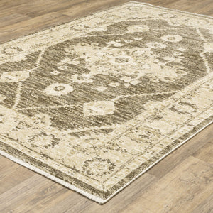 Oriental Weavers Caroline Vintage Botanical Cut Loop Polyester Area Rug with Fringe for Farmhouse Living Room 6'7"x9'6" CCRL02200290ST
