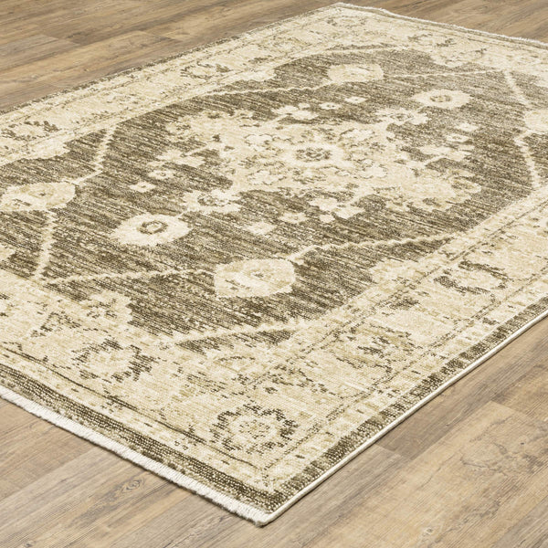 Oriental Weavers Caroline Vintage Botanical Cut Loop Polyester Area Rug with Fringe for Farmhouse Living Room 6'7"x9'6" CCRL02200290ST