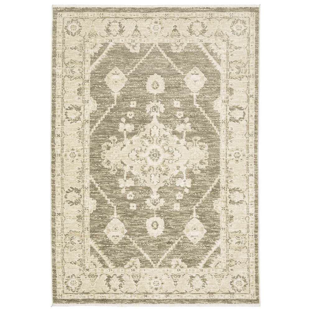 Oriental Weavers Caroline Vintage Botanical Cut Loop Polyester Area Rug with Fringe for Farmhouse Living Room 6'7"x9'6" CCRL02200290ST