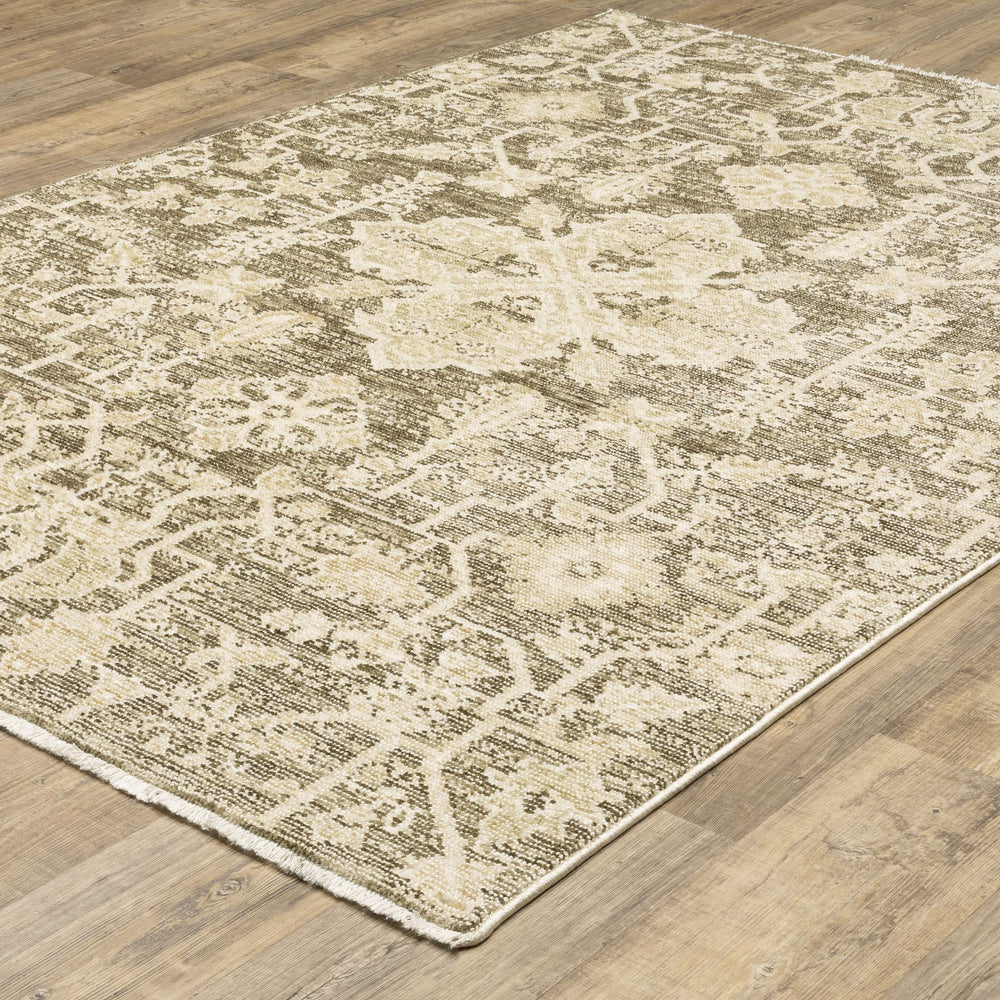 Oriental Weavers Caroline Botanical Cut Loop Polyester Area Rug with Vintage Fringe for Farmhouse Living Rooms 2'9"x5' CCRL04080152ST