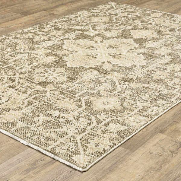 Oriental Weavers Caroline Botanical Cut Loop Polyester Area Rug with Vintage Fringe for Farmhouse Living Rooms 2'9"x5' CCRL04080152ST