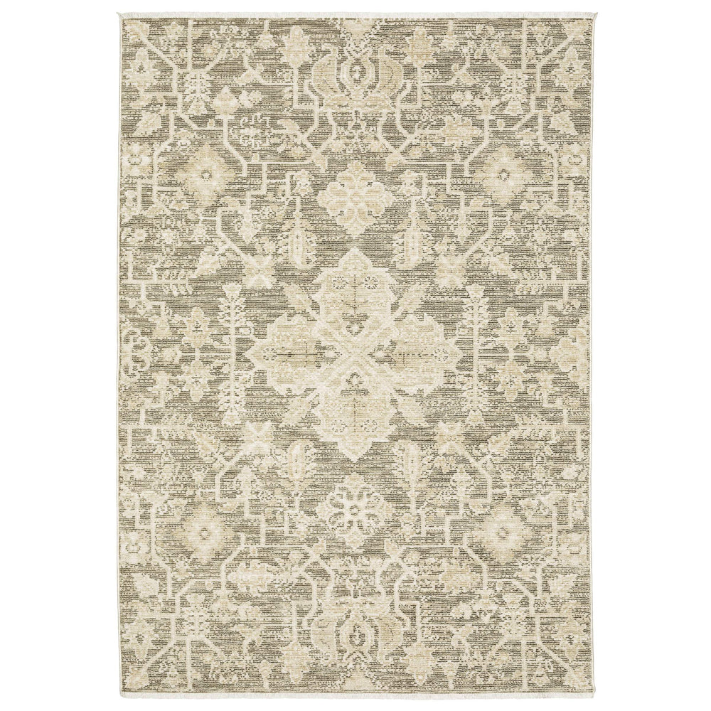 Oriental Weavers Caroline Botanical Cut Loop Polyester Area Rug with Vintage Fringe for Farmhouse Living Rooms 2'9"x5' CCRL04080152ST