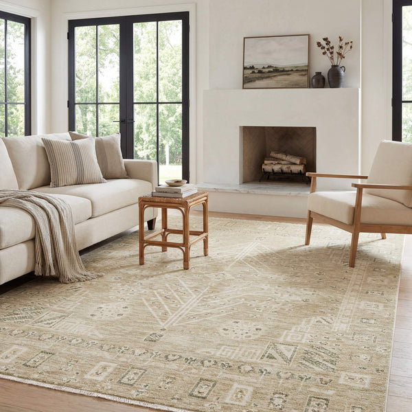 Oriental Weavers Caroline Vintage Botanical Polyester Area Rug with Cut Loop Pile and Artisan Fringe Detail 6'7"x9'6" CCRL05200290ST