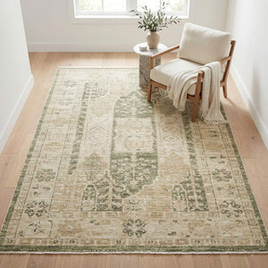 Oriental Weavers Caroline Botanical Global Area Rug Cut Loop Polyester Pile Vintage Farmhouse Living Room 9'10"x12'10" CCRL06300390ST