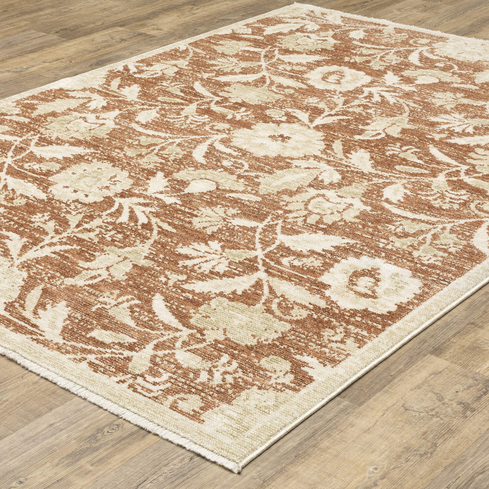 Oriental Weavers Caroline Vintage Botanical Cut Loop Polyester Area Rug with Artisan Fringe for Living Rooms 2'9"x5' CCRL08080152ST