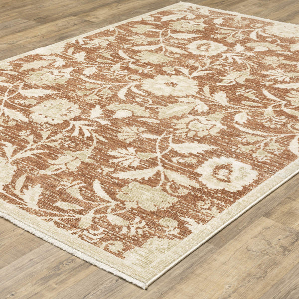 Oriental Weavers Caroline Vintage Botanical Cut Loop Polyester Area Rug with Artisan Fringe for Living Rooms 2'9"x5' CCRL08080152ST