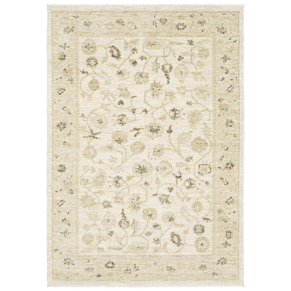 Oriental Weavers Caroline Vintage Botanical Polyester Area Rug with Cut Loop Pile and Artisan Fringe Detail 9'10"x12'10" CCRL09300390ST