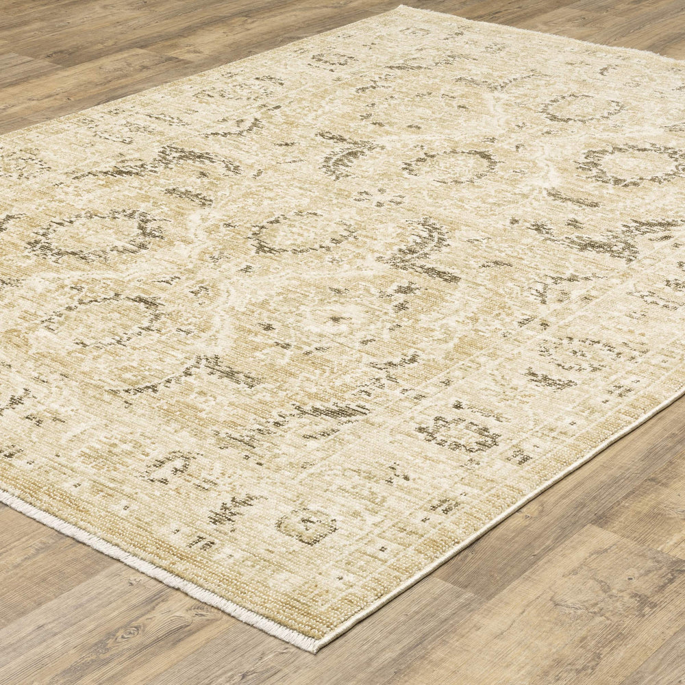 Oriental Weavers Caroline Botanical Area Rug Cut Loop Polyester Pile Vintage Farmhouse Living Room Decor Beige/ Beige 9'10"x12'10" CCRL10300390ST