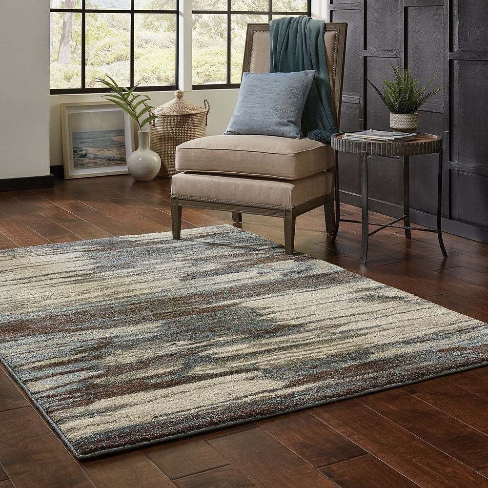 Oriental Weavers Carson Indoor Area Rug: Soft High-pile Design In Muted Colors For A Cozy, Modern Living Space Blue,Brown Polypropylene C9675a160220st