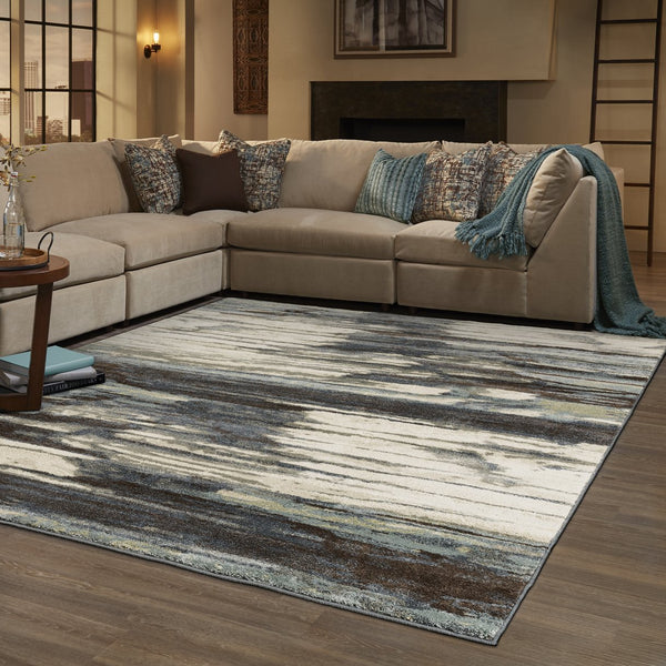 Oriental Weavers Carson Indoor Area Rug: Soft High-pile Design In Muted Colors For A Cozy, Modern Living Space Blue,Brown Polypropylene C9675a160220st