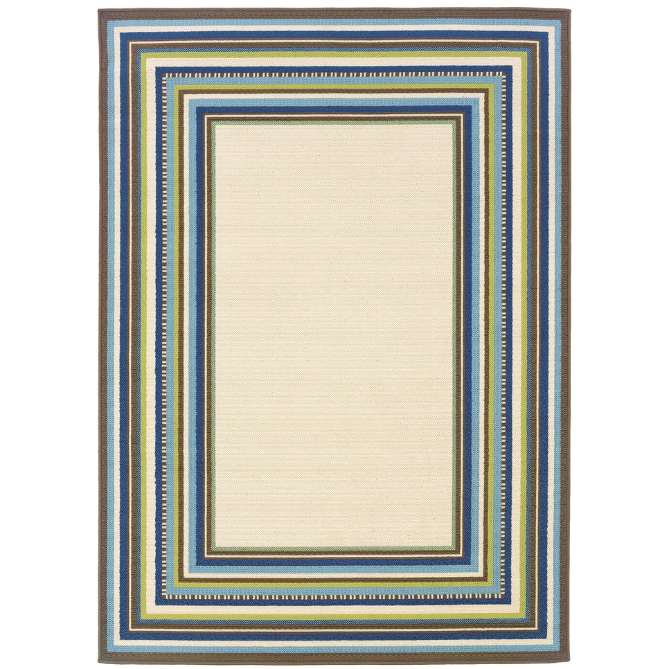 Oriental Weavers Caspian Indoor/Outdoor Area Rug – Vibrant Mediterranean Colors And Sophisticated Patterns For Any Space Ivory,Blue Polypropylene C1003x055115st