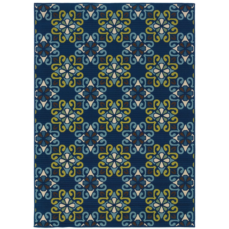 Oriental Weavers Caspian Indoor/Outdoor Area Rug Collection – Vibrant Indigo And Lime Green Patterns For Style Blue,Green Polypropylene C3331l240rdst