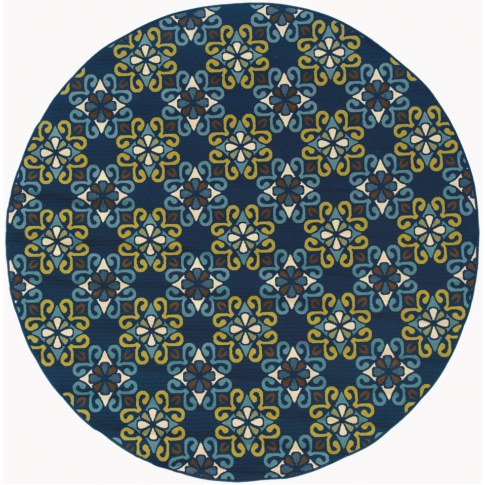 Oriental Weavers Caspian Indoor/Outdoor Area Rug Collection – Vibrant Indigo And Lime Green Patterns For Style Blue,Green Polypropylene C3331l240rdst