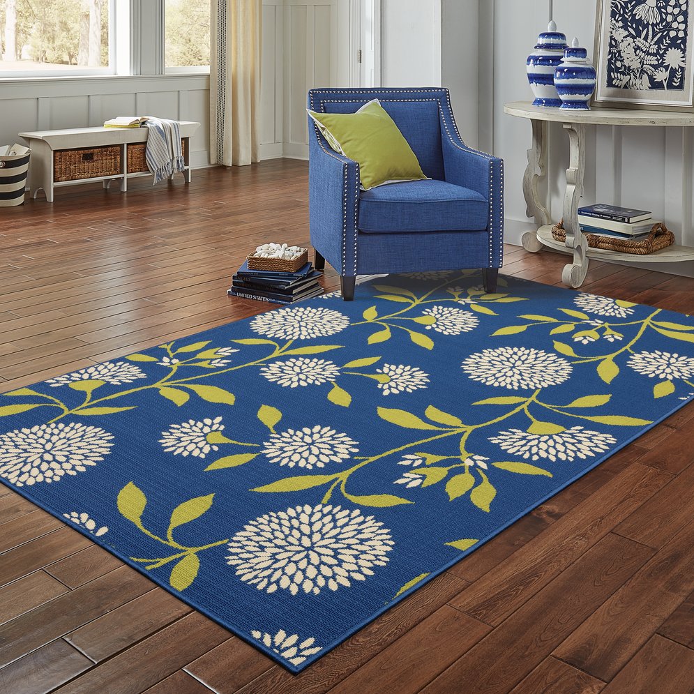 Oriental Weavers Caspian Striking Indoor/Outdoor Area Rug In Vibrant Indigo And Lime Green For Stylish Spaces Blue,Green Polypropylene C8327l055115st