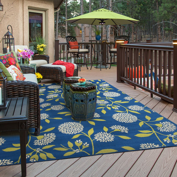 Oriental Weavers Caspian Striking Indoor/Outdoor Area Rug In Vibrant Indigo And Lime Green For Stylish Spaces Blue,Green Polypropylene C8327l055115st