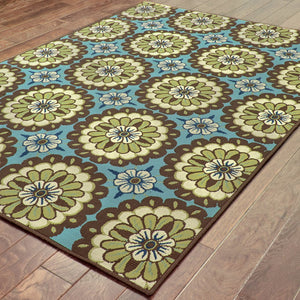 Oriental Weavers Caspian Indoor/Outdoor Area Rug - Stunning Indigo And Lime Green Design For Stylish Home Décor Blue,Brown Polypropylene C8328l240330st