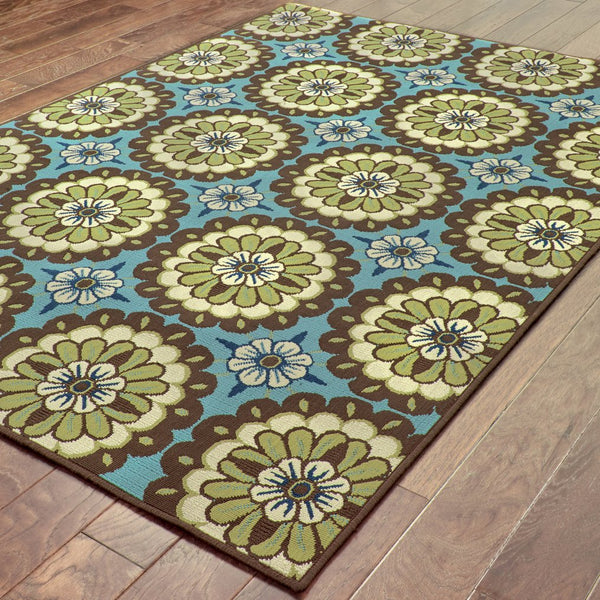 Oriental Weavers Caspian Indoor/Outdoor Area Rug - Stunning Indigo And Lime Green Design For Stylish Home Décor Blue,Brown Polypropylene C8328l240330st
