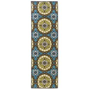 Oriental Weavers Caspian Indoor/Outdoor Area Rug - Stunning Indigo And Lime Green Design For Stylish Home Décor Blue,Brown Polypropylene C8328l068230st