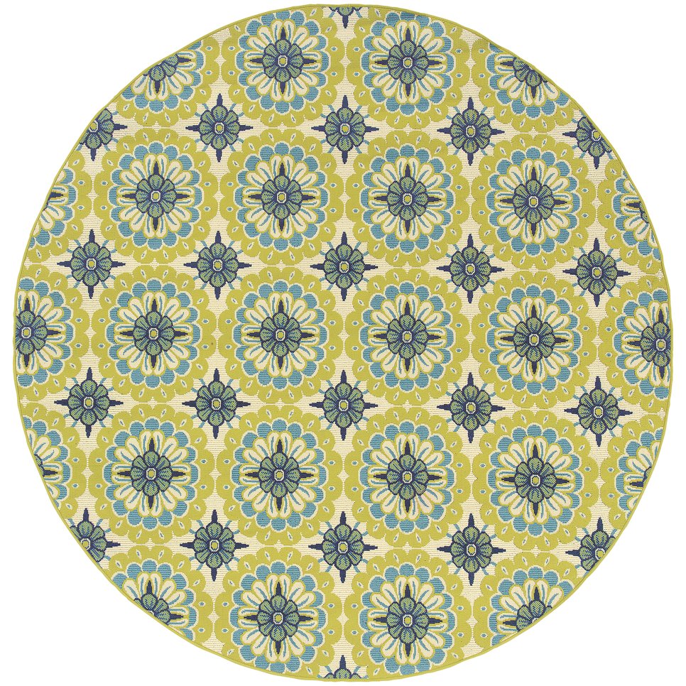 Oriental Weavers Caspian Indoor/Outdoor Area Rug - Striking Patterns In Vibrant Colors For Stylish Living Spaces Green,Ivory Polypropylene C8328w240rdst