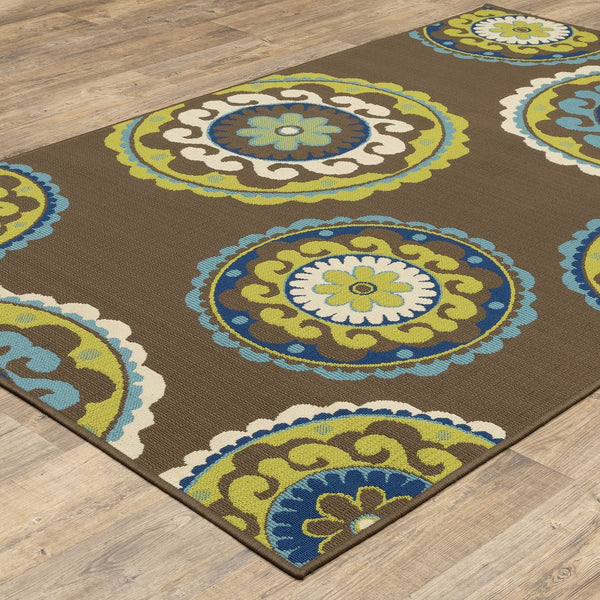 Oriental Weavers Caspian Indoor/Outdoor Area Rug - Striking Indigo And Lime Green Design For Stylish Spaces Brown,Green Polypropylene C859d6200290st